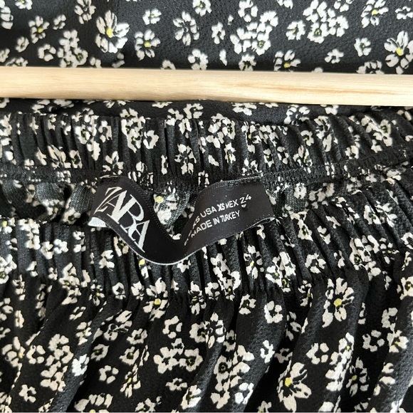 Zara Floral Off The Shoulder Drawstring Mini Dress - Picture 12 of 12